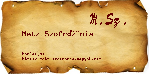 Metz Szofrónia névjegykártya